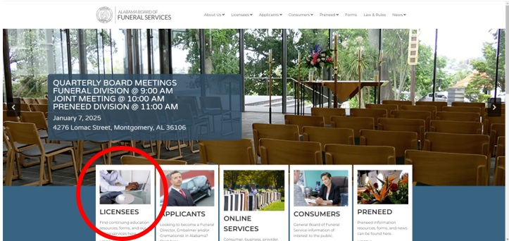 Online Services Portal – Alabama Board of Funeral Service