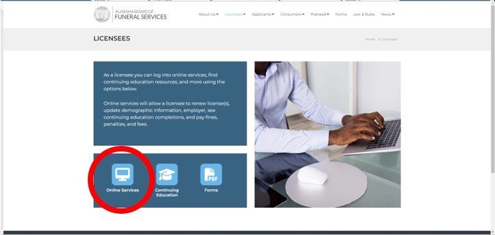 Online Services Portal – Alabama Board of Funeral Service