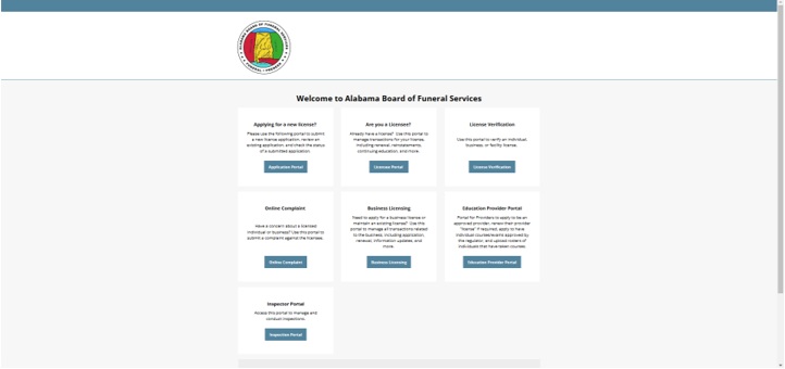 Online Services Portal – Alabama Board of Funeral Service