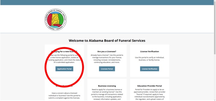 Online Services Portal – Alabama Board of Funeral Service